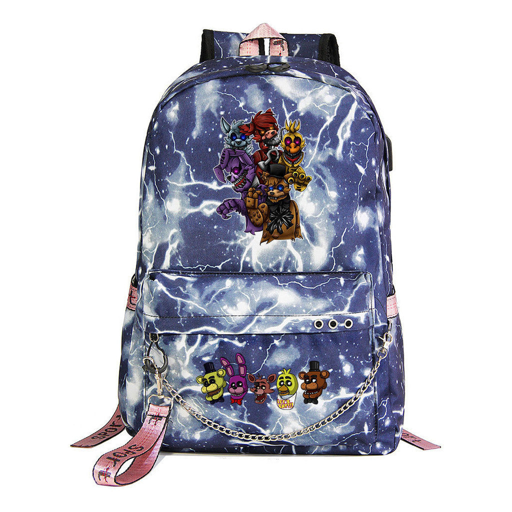 Toy Bear Game Usb Youth Student Backpack For Men And Women Leisure Travel Backpack