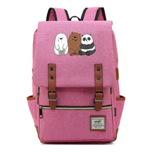 Cartoon Cute Three Bears Printed Youth School Bag For Men And Women Leisure Belt Buckle Classic Backpack