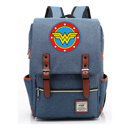 Anime Wonder Woman Printed Youth Student School Bag Men's And Women's Leisure Belt Buckle Backpack