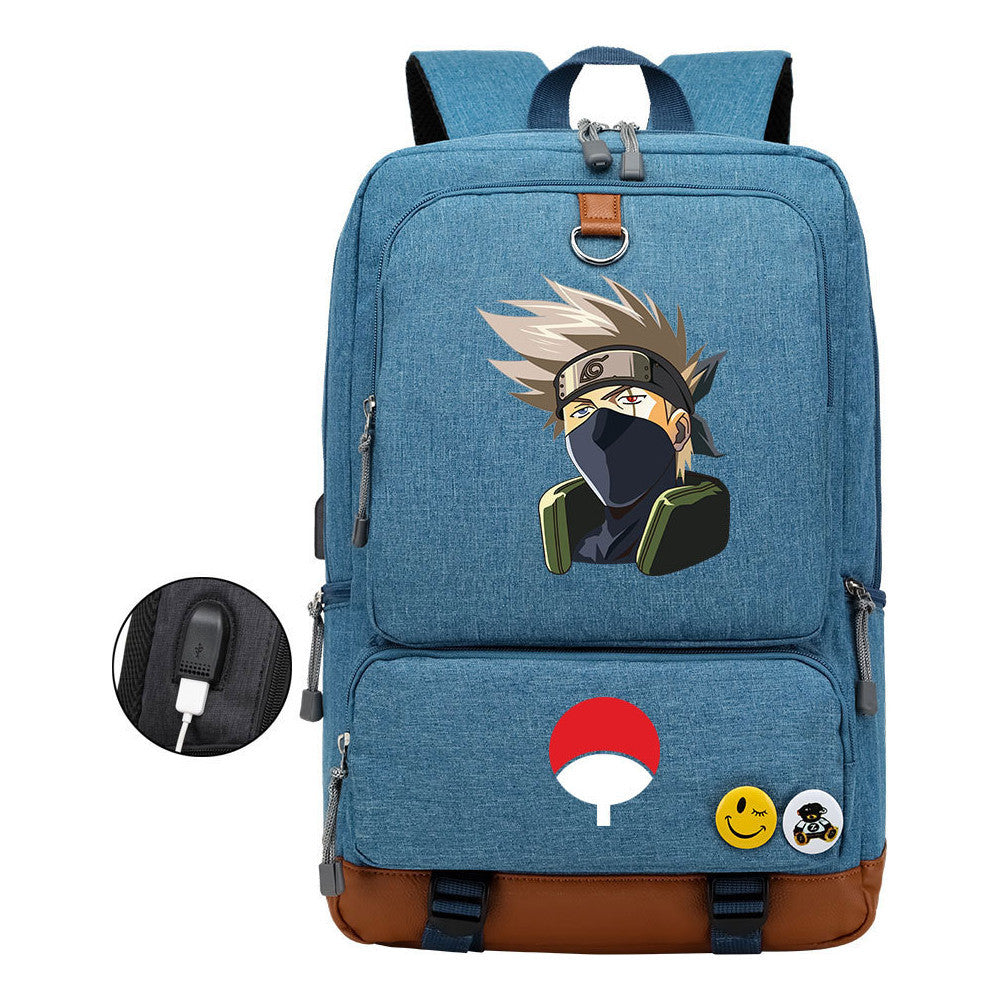 Naruto Print Usb Youth Student Backpack Leisure Travel Backpack