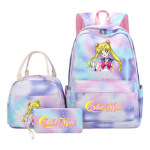 Anime Beauty Girl Warrior Youth Student Girl Schoolbag Lunch Bag Three Piece Set Backpack Set