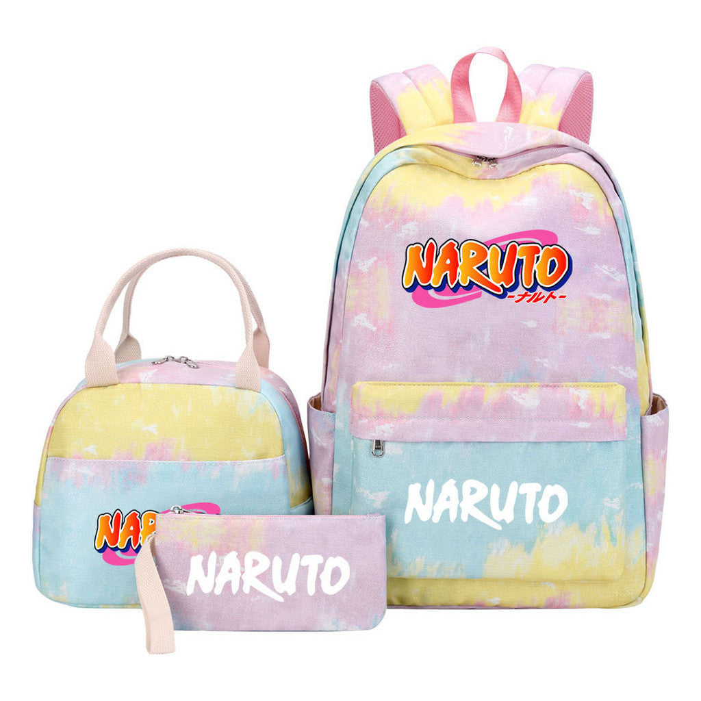 Naruto Student Girl Backpack Lunch Bag Three Piece Set Backpack