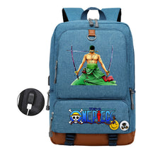 Cartoon Pirate King Print Usb Youth Backpack For Boys And Girls Leisure Travel Backpack