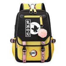Japanese Cartoon Fashion Usb Youth Student Backpack With Casual Woven Strap Flip Back Backpack