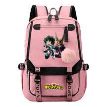 My Heroes Academy Usb Student Backpack For Boys And Girls, Casual Weaving Ribbon Flip Back Backpack
