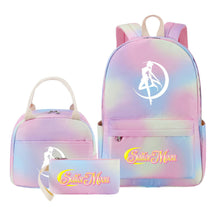 Beautiful Girl Warrior Student Schoolbag Lunch Bag Three Piece Set Backpack Cover