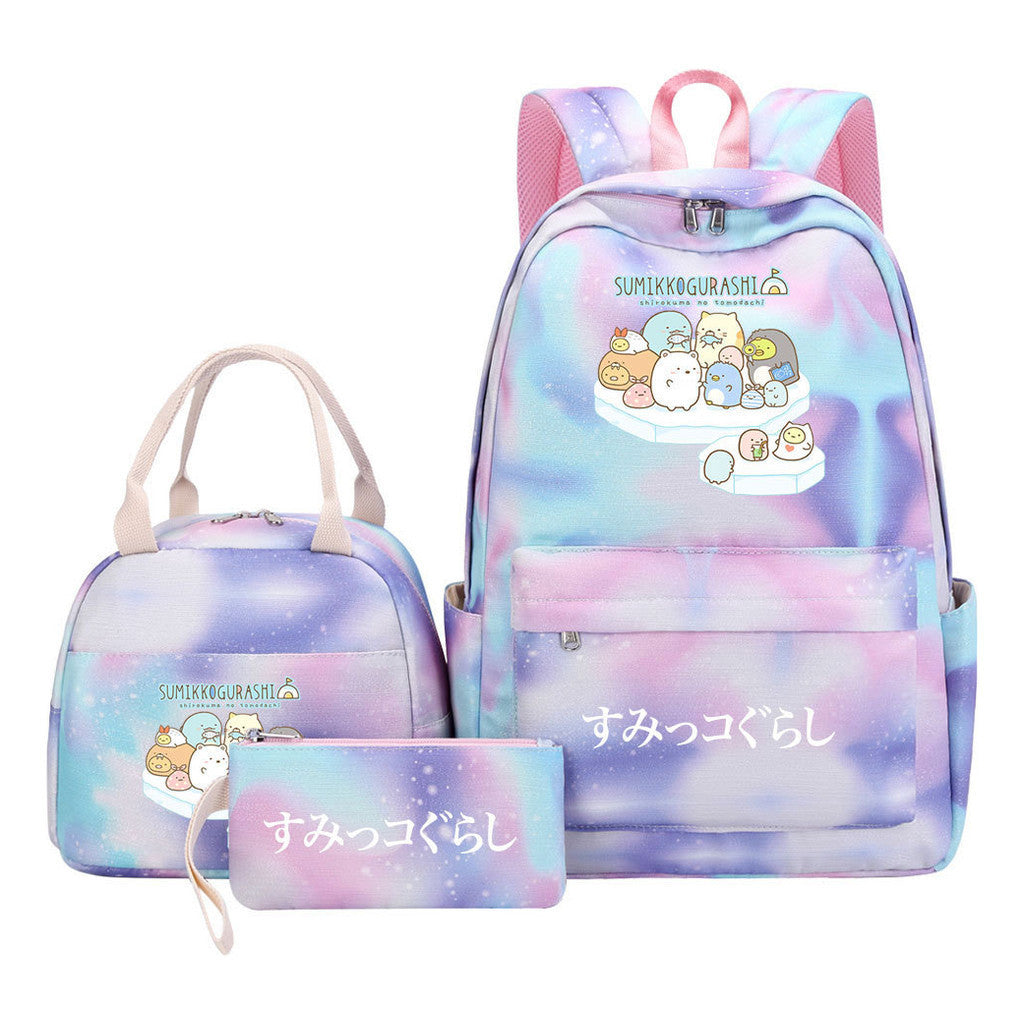 Game Corner Biology Youth Student Girls School Bag Lunch Bag Three Piece Set Backpack Set