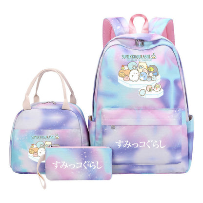 Game Corner Biology Youth Student Girls School Bag Lunch Bag Three Piece Set Backpack Set