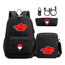Naruto Usb Password Lock Year Student School Bag Three Piece Set Backpack Set