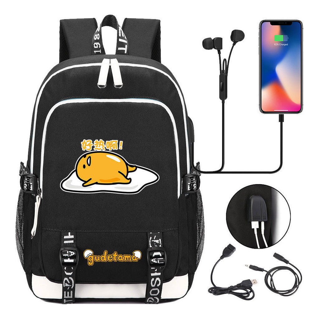 Comic Egg Yolk Lazy Egg Teenage Student Backpack Usb Boys And Girls Casual Backpack