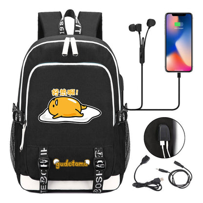 Comic Egg Yolk Lazy Egg Teenage Student Backpack Usb Boys And Girls Casual Backpack