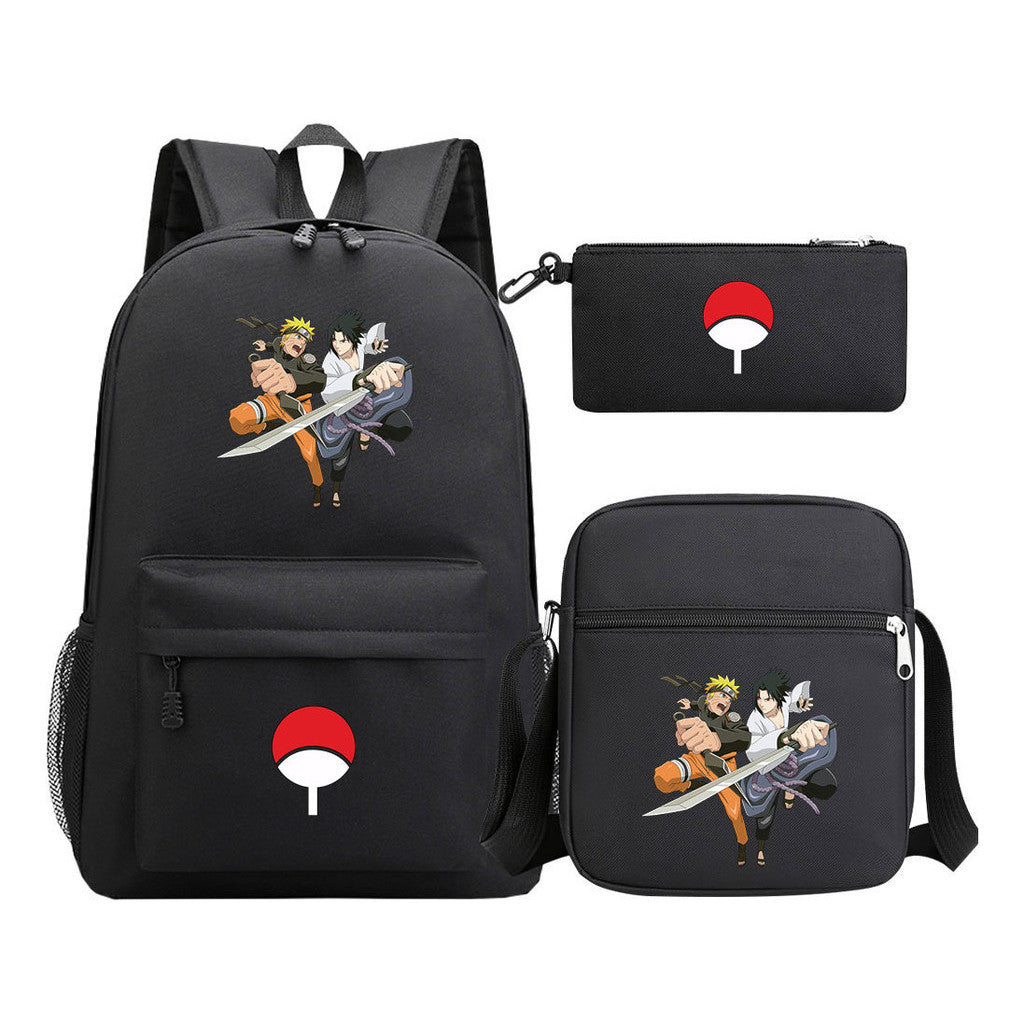 Anime Naruto Starry Sky Youth School Bag Three Piece Set For Men And Women Backpack Set