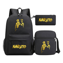 Golden Anime Naruto Starry Sky Youth Student School Bag Three Piece Set For Boys And Girls Backpack Set