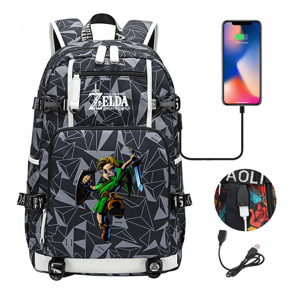 Legend Of Zelda Usb Earphones, Youth Backpacks, Men's And Women's Leisure Travel Backpacks