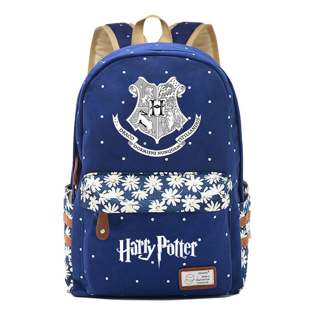 School Of Witchcraft And Wizardry Youth Student Backpack, Floral Canvas, Female Backpack