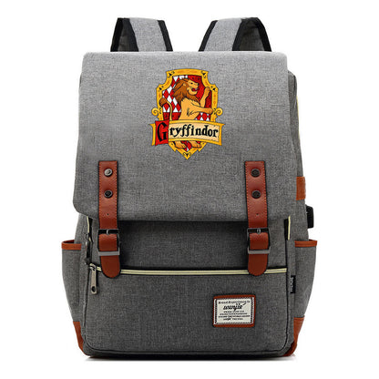 School Of Witchcraft And Wizardry Student Backpack Usb Men's And Women's Leisure Belt Buckle Backpack