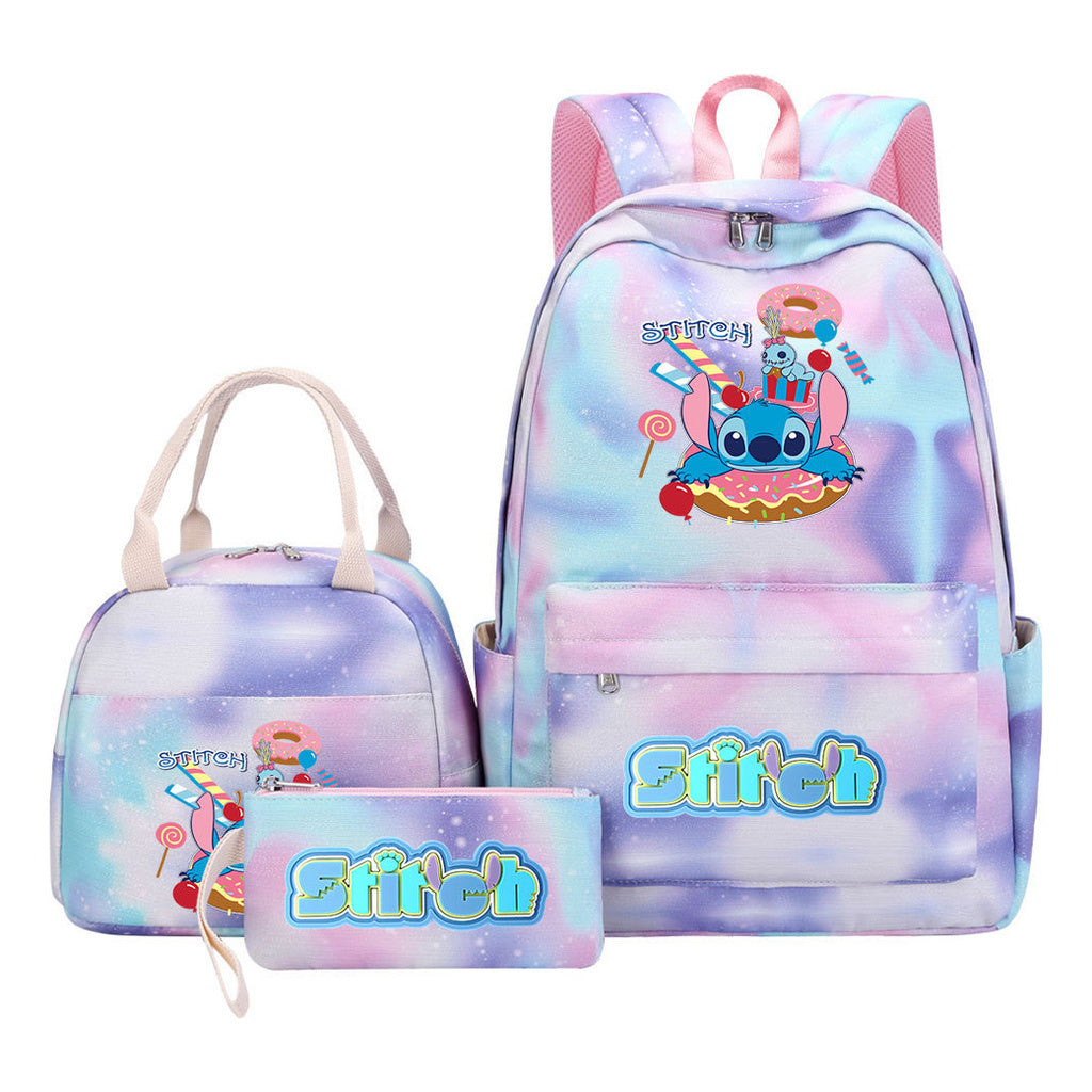 Interstellar Baby Stitch Youth Student Girls School Bag Lunch Bag Three Piece Set Backpack Set
