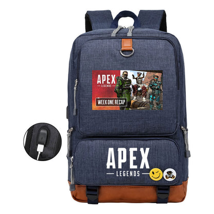 Apex Hero Print Usb Youth School Bag Leisure Travel Backpack