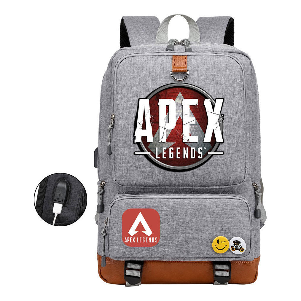 Apex Hero Print Usb Youth School Bag Travel Backpack