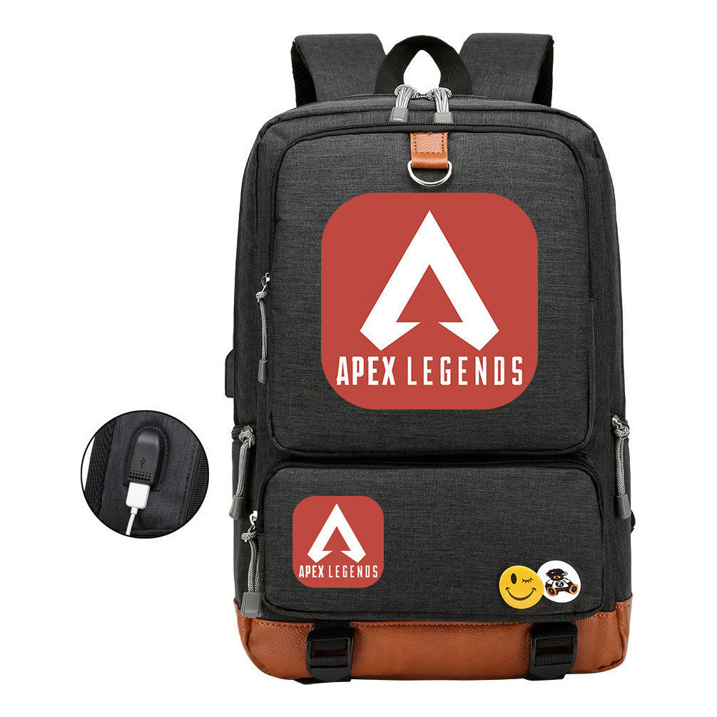 Apex Hero Print Usb Youth School Bag Travel Backpack