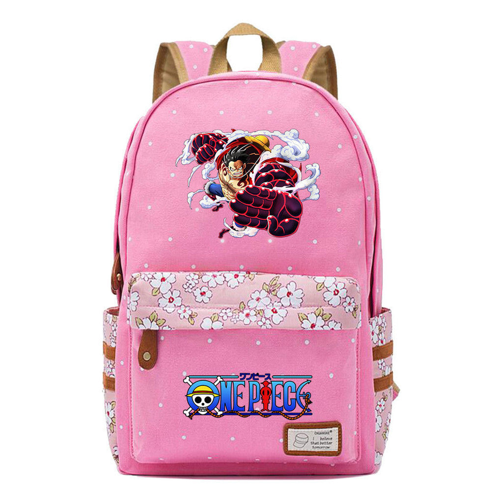 Anime Pirate Wang Lufei Printed Book Bag Fragmented Flower Leisure Backpack
