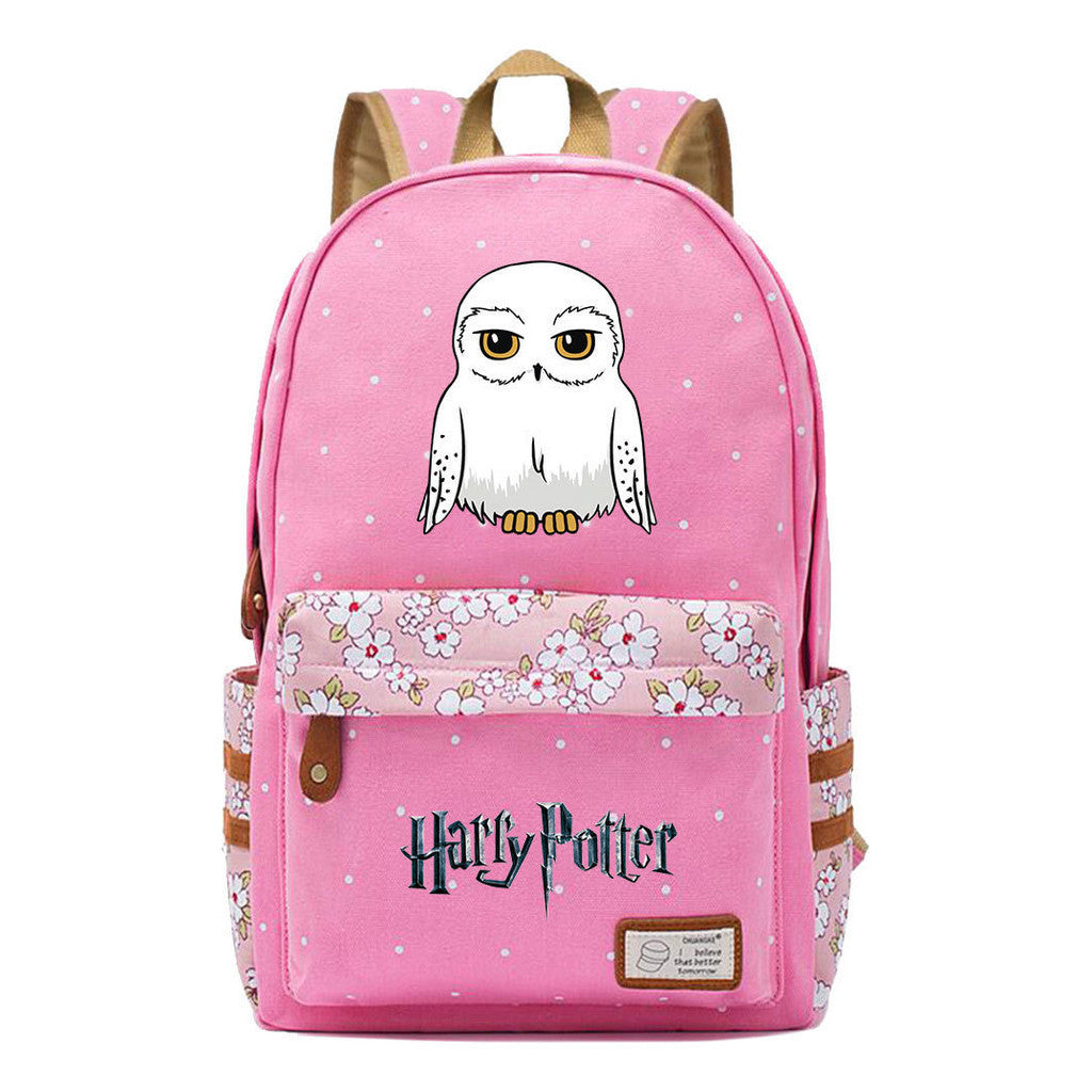 School Of Witchcraft And Wizardry Student Backpack With Floral Canvas Backpack