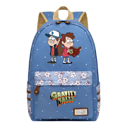 Cartoon, Anime, Bizarre Town, Teenage Student Backpacks, Floral Men's And Women's Backpacks