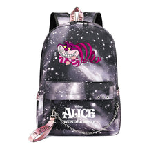 Cheshire Cat Alice's Adventure In Wonderland Youth School Bag Men's And Women's Leisure Weaving Strap Backpack