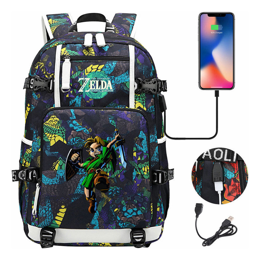 Game Zelda Legend Printed Youth Student Backpack For Men And Women With Large Capacity Leisure Travel Backpack