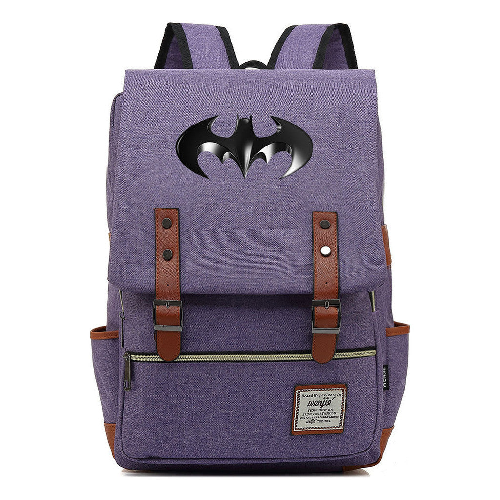 Superhero Batman Print Student Backpack Casual Belt Buckle Classic Backpack