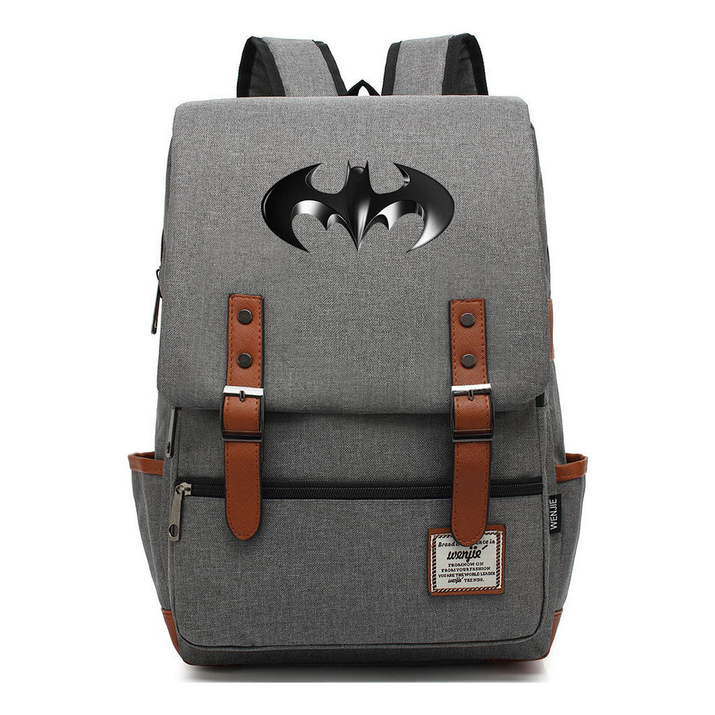 Superhero Batman Print Student Backpack Casual Belt Buckle Classic Backpack