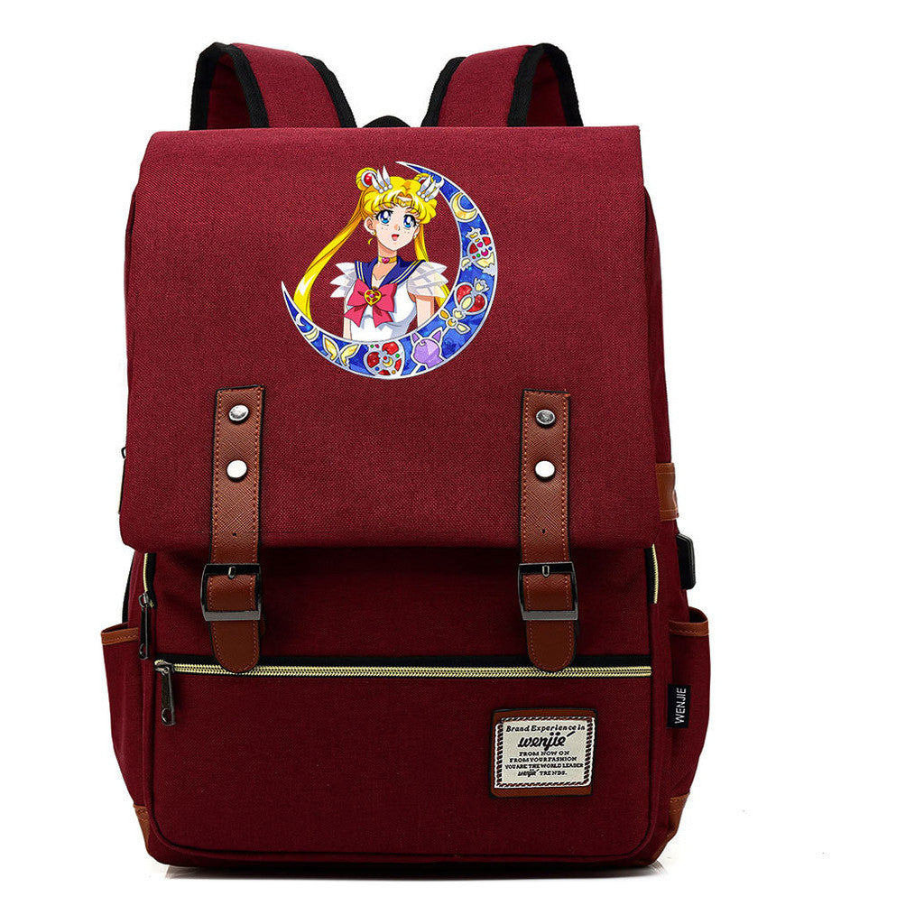Beautiful Girl Warrior Youth Student School Bag Usb Men's And Women's Leisure Backpack