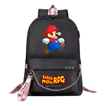 Mario Printed Usb Youth Student Backpack For Men And Women's Leisure Travel Backpack