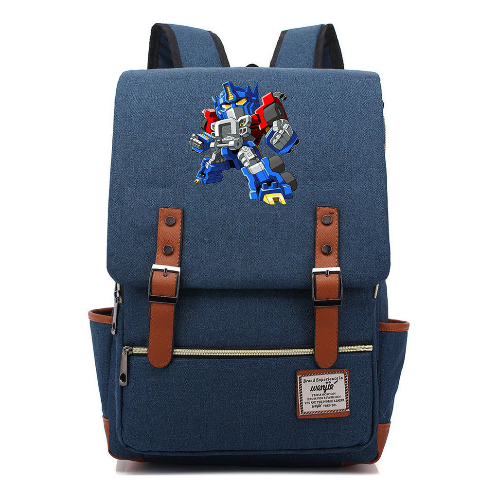 Transformed Mecha Printed Student Backpack For Men And Women's Leisure Backpack