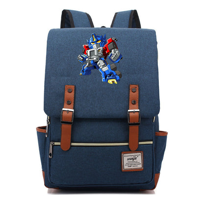 Transformed Mecha Printed Student Backpack For Men And Women's Leisure Backpack