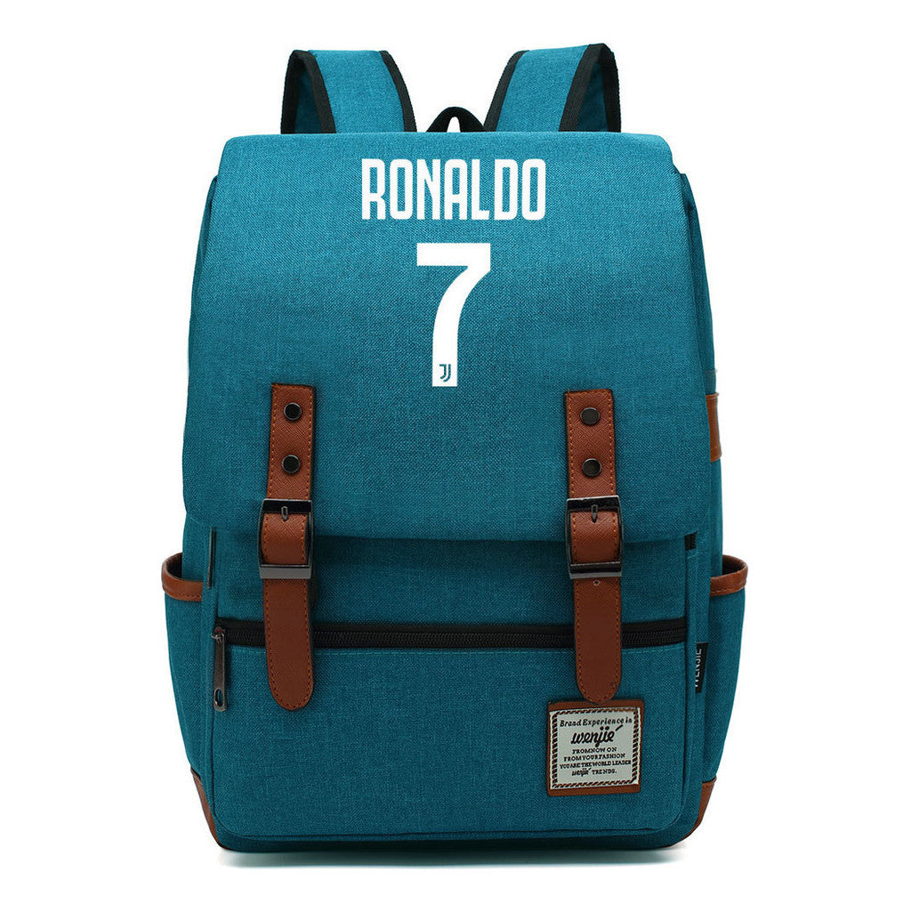 Football Star Cristiano Ronaldo Printed Student Backpack For Men And Women's Casual Classic Backpack