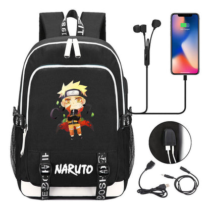 Naruto Student Backpack Usb Men's And Women's Casual Backpack