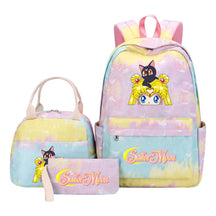 Anime Beauty Girl Warrior Youth Student Girl Schoolbag Lunch Bag Three Piece Set Backpack Set