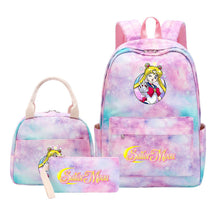 Beautiful Girl Warrior Student Schoolbag Lunch Bag Three Piece Set Backpack Cover