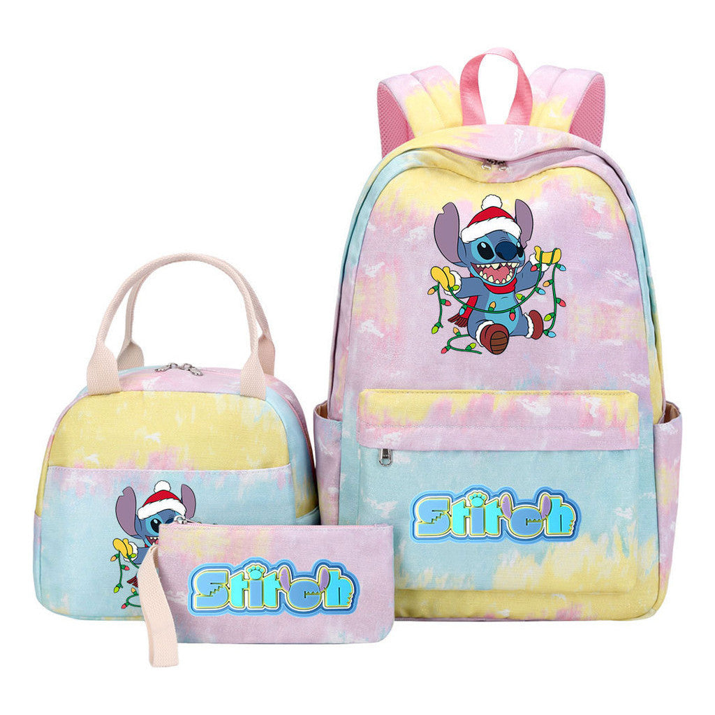 Interstellar Baby Stitch Youth Student Girls School Bag Lunch Bag Three Piece Set Backpack Set