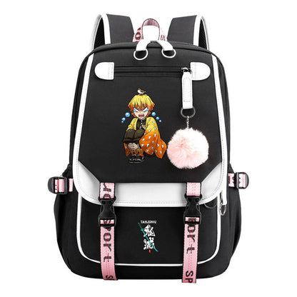 Cartoon Fashion Usb Youth Student School Bag Casual Ribbon Flip Backpack