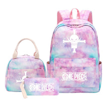 Cartoon Pirate King Youth Student Girls School Bag Lunch Bag Three Piece Set Backpack Set