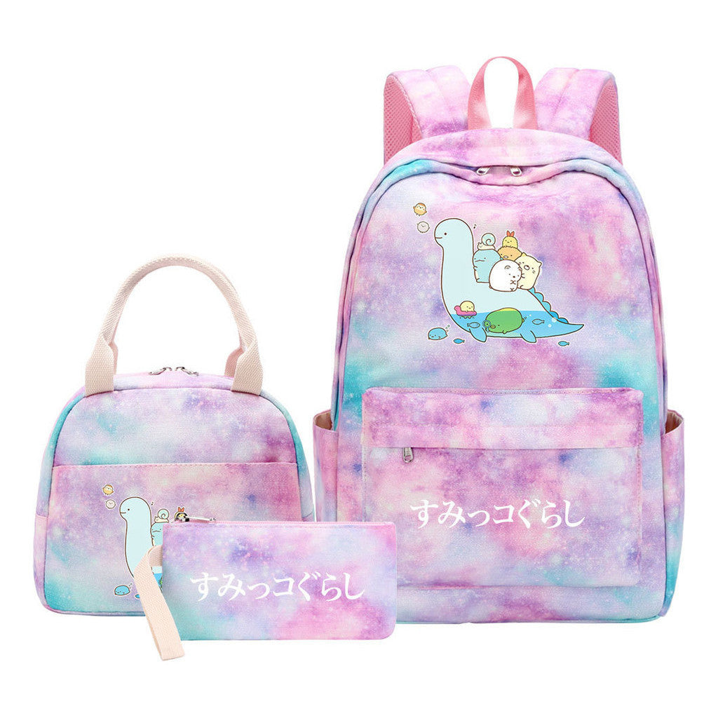 Game Corner Biology Youth Student Girls School Bag Lunch Bag Three Piece Set Backpack Set