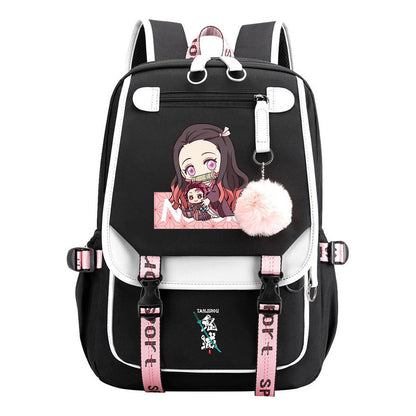 Cartoon Fashion Usb Youth Student School Bag Casual Ribbon Flip Backpack