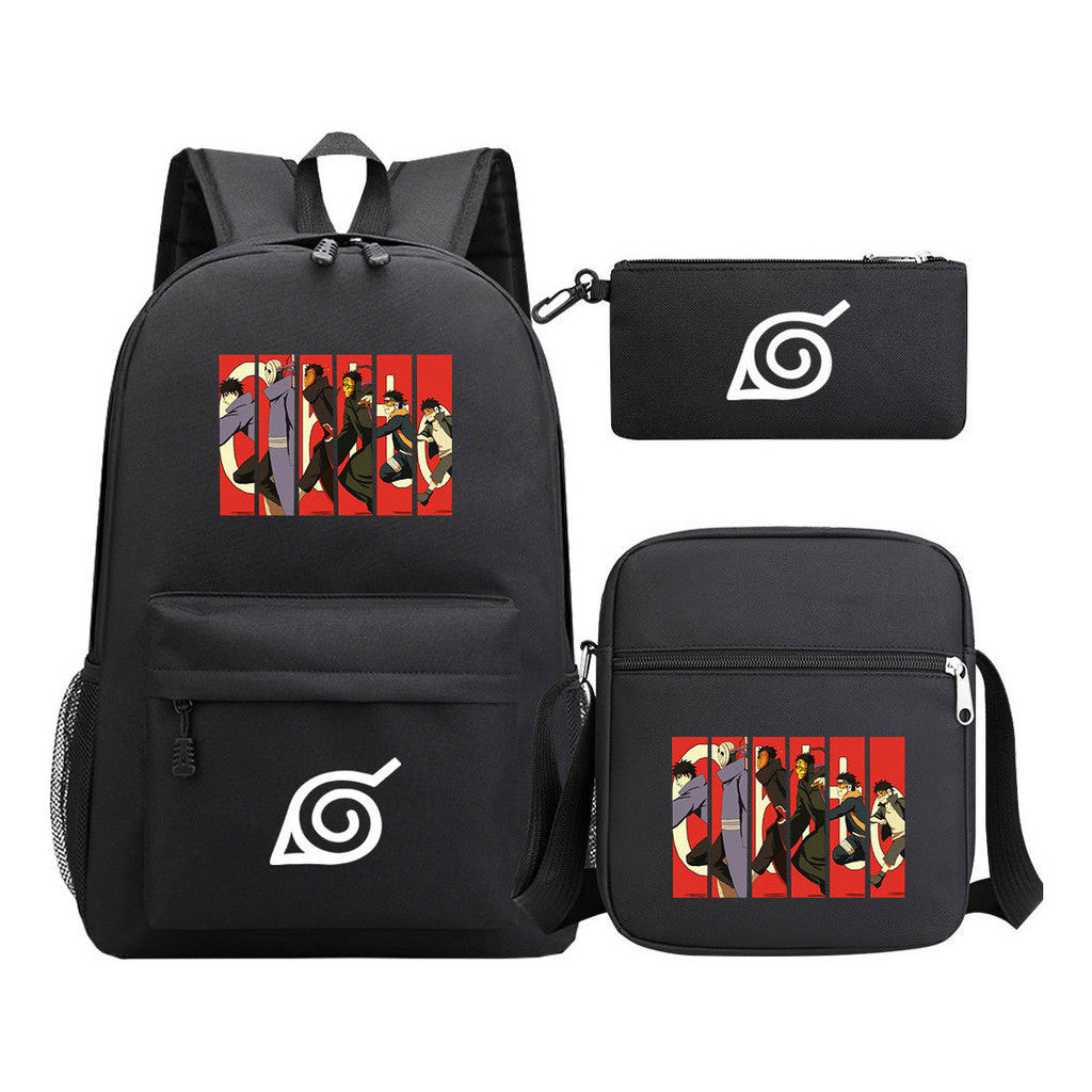 Anime Naruto Starry Sky Student School Bag Three Piece Set Backpack Set