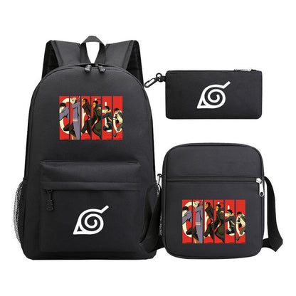 Anime Naruto Starry Sky Student School Bag Three Piece Set Backpack Set