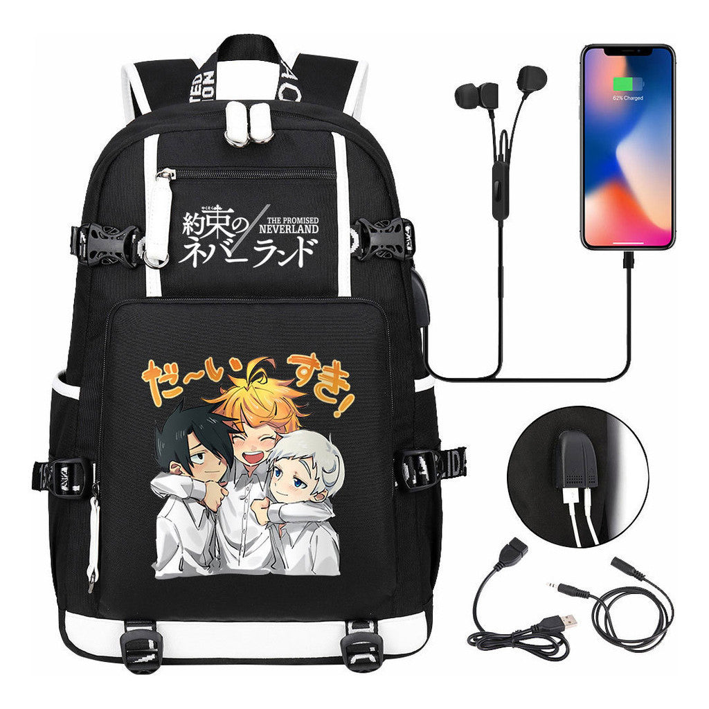 Promised Dream Island Usb Large Capacity Youth Student Backpack For Boys And Girls Leisure Travel Backpack