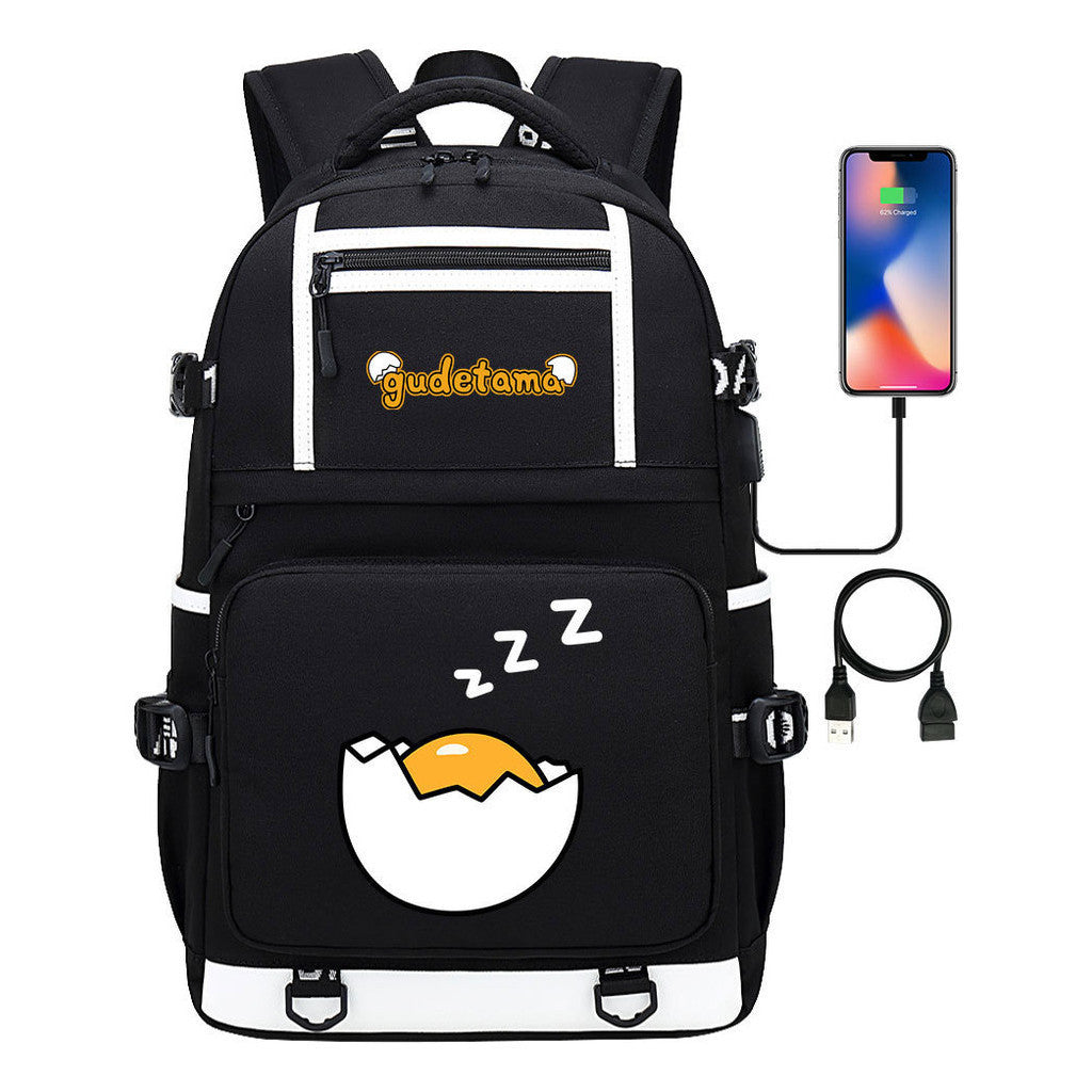 Cartoon Cartoon Lazy Egg Usb Student Backpack Backpack Leisure Travel Bag