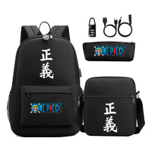 Cartoon Pirate King Usb Password Lock Youth Student School Bag Three Piece Set For Boys And Girls Backpack Set