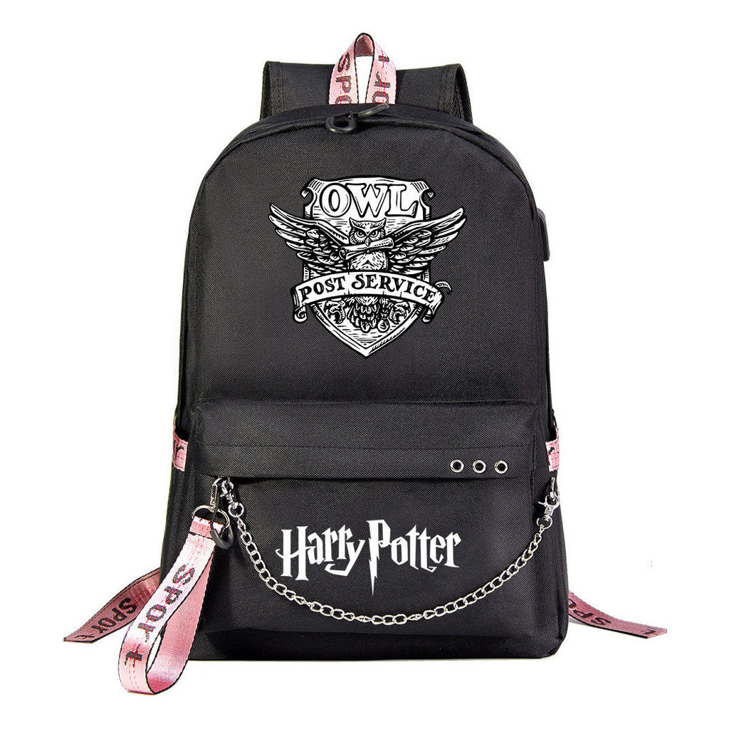 Fashion School Of Witchcraft And Wizardry Badge Usb Youth Student Backpack For Men And Women's Leisure Travel Backpack